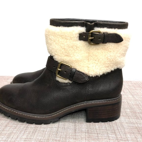 Coach Gabriella Chestnut Natural Vtg Leather Shearling, Ankle Boot Women Size 6B - Picture 3 of 8